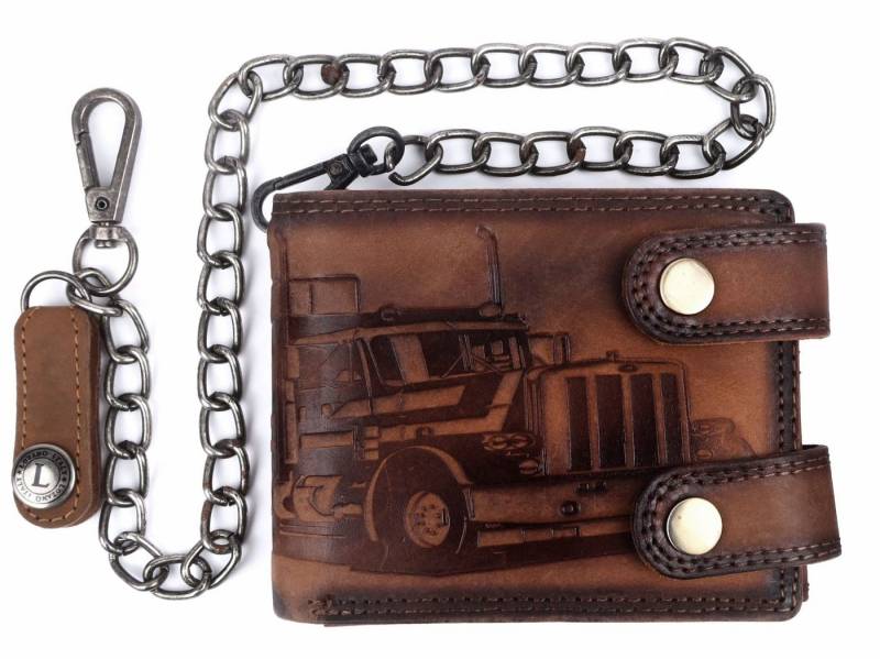 SHG Geldbörse ◊ Herren Leder Börse Portemonnaie, Brieftasche mit Münzfach RFID Schutz mit Kette von SHG