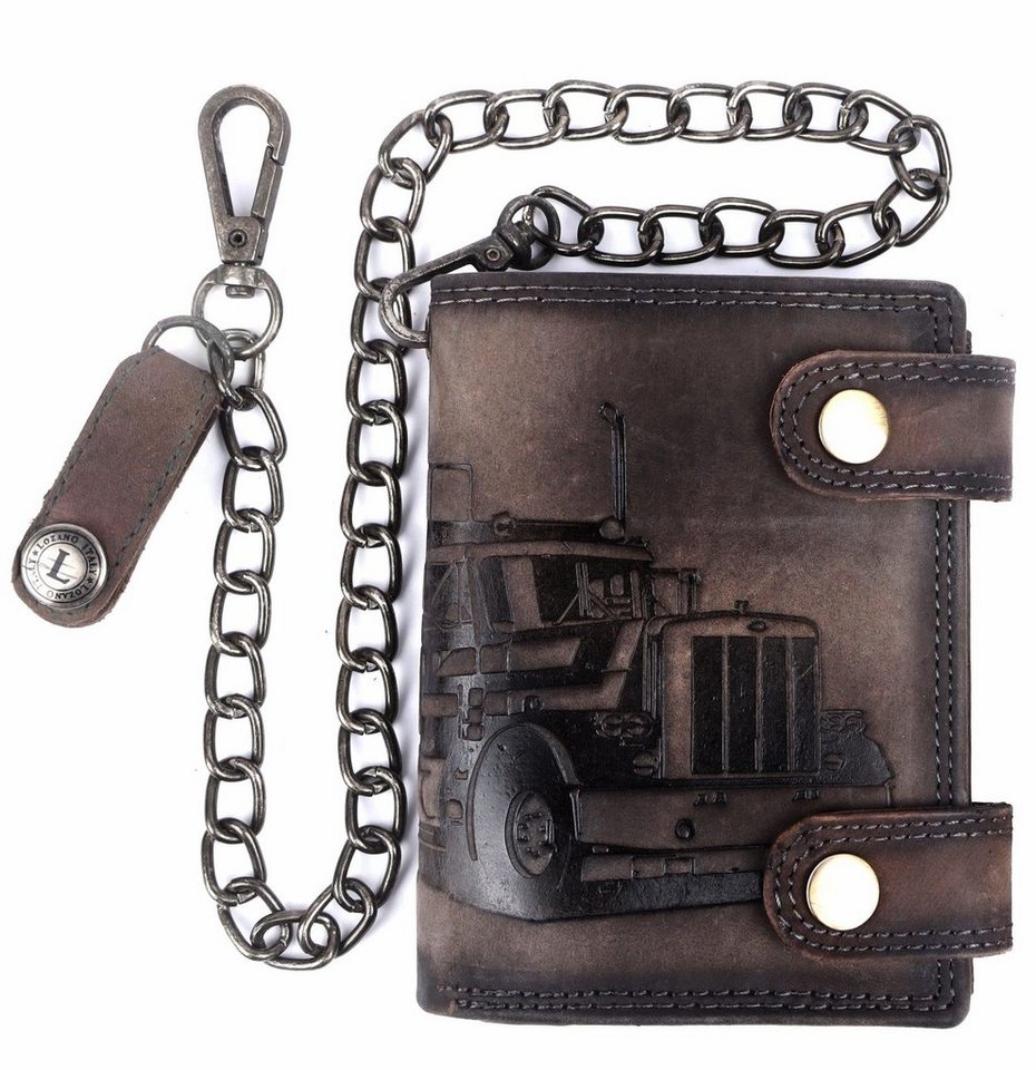 SHG Geldbörse ◊ Herren Leder Börse Portemonnaie, Brieftasche mit Münzfach RFID Schutz mit Kette von SHG