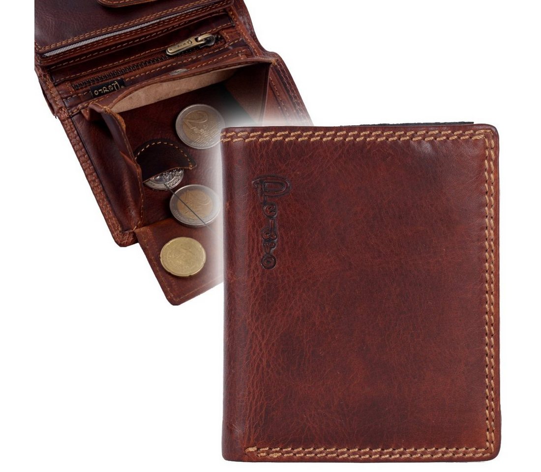 SHG Geldbörse ◊ Herren Leder Börse Portemonnaie, Lederbörse Brieftasche Kleingeldfach RFID Schutz von SHG