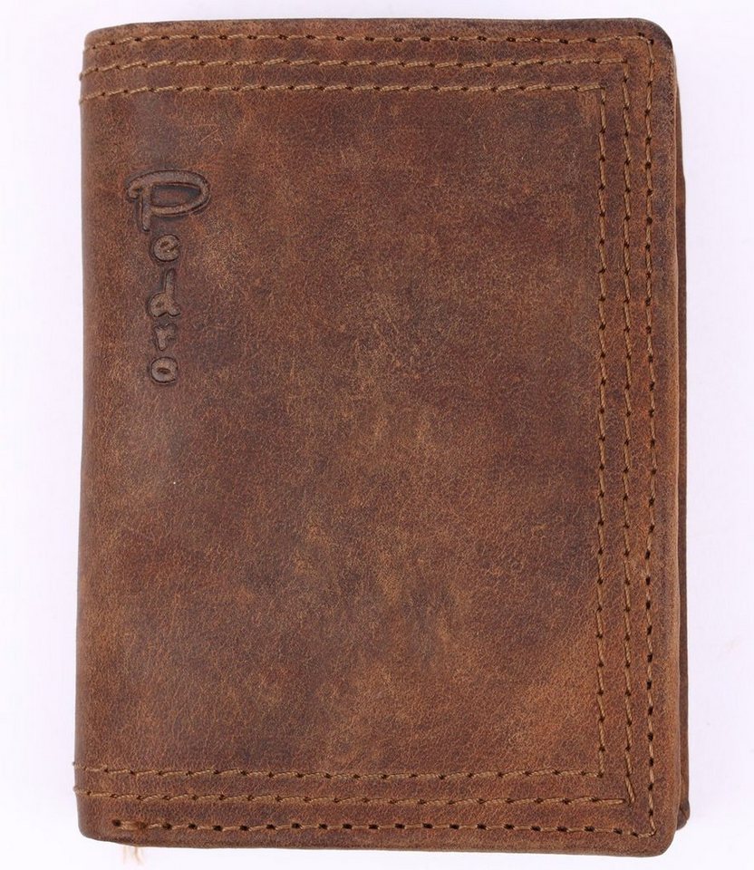 SHG Geldbörse ֎ Herren Leder Portemonnaie Brieftasche Börse Geldbeutel Hochformat, Münzfach, Druckknopfverschluss, Kreditkartenfächer, RFID Schutz von SHG