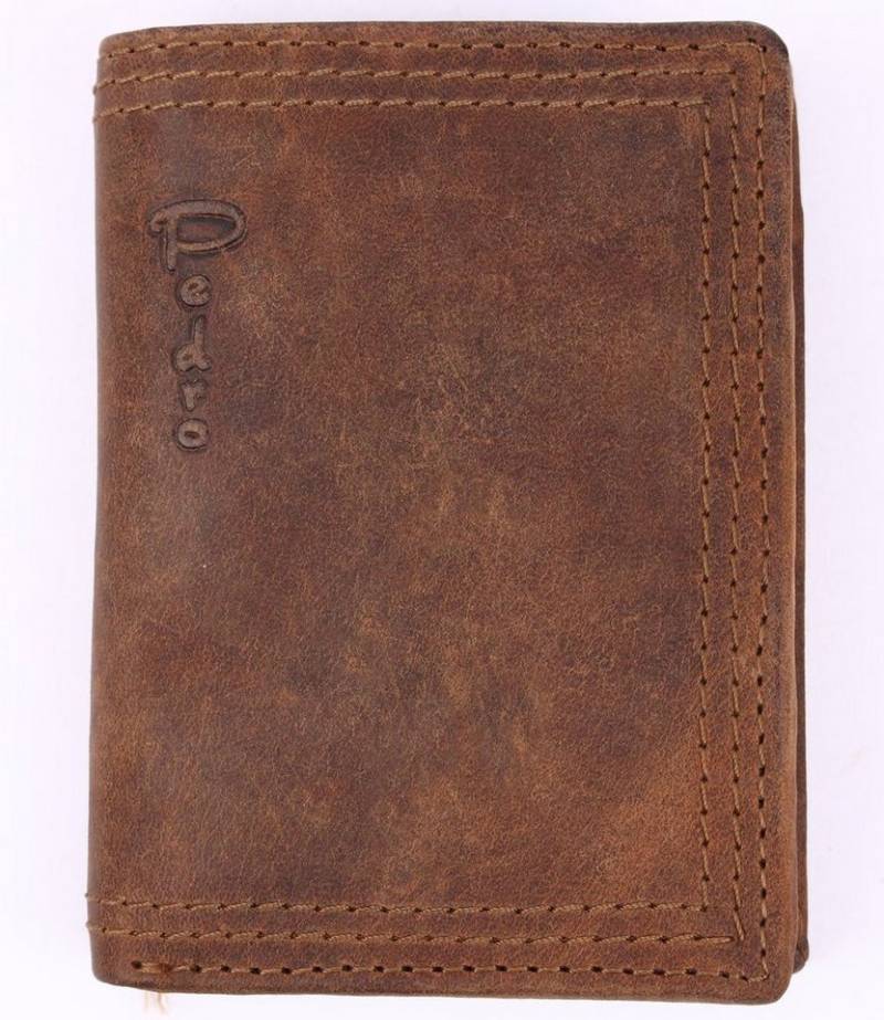 SHG Geldbörse ֎ Herren Leder Portemonnaie Brieftasche Börse Geldbeutel Hochformat, Münzfach, Druckknopfverschluss, Kreditkartenfächer, RFID Schutz von SHG