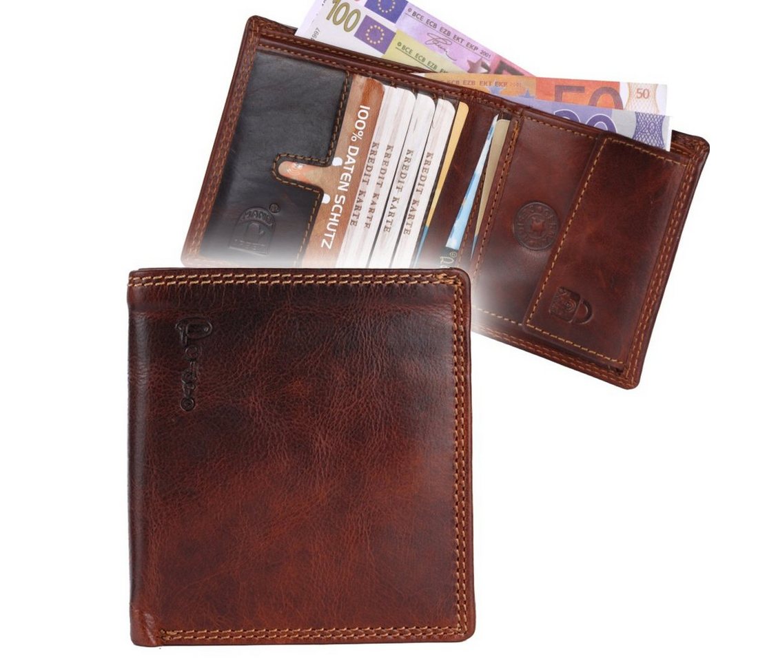 SHG Geldbörse ☼ Herren Leder Portemonnaie Brieftasche Börse Geldbeutel Männerbörse, Münzfach, Druckknopfverschluss, Kreditkartenfächer, RFID Schutz von SHG