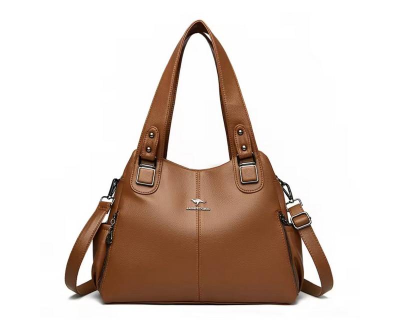 SHG Handtasche ⌂ Damen Umhängetasche Shopper Schultertasche Henkeltasche Handtasche (Farbe: Braun), Freizeit Reise Sport Arbeit Schule Uni von SHG