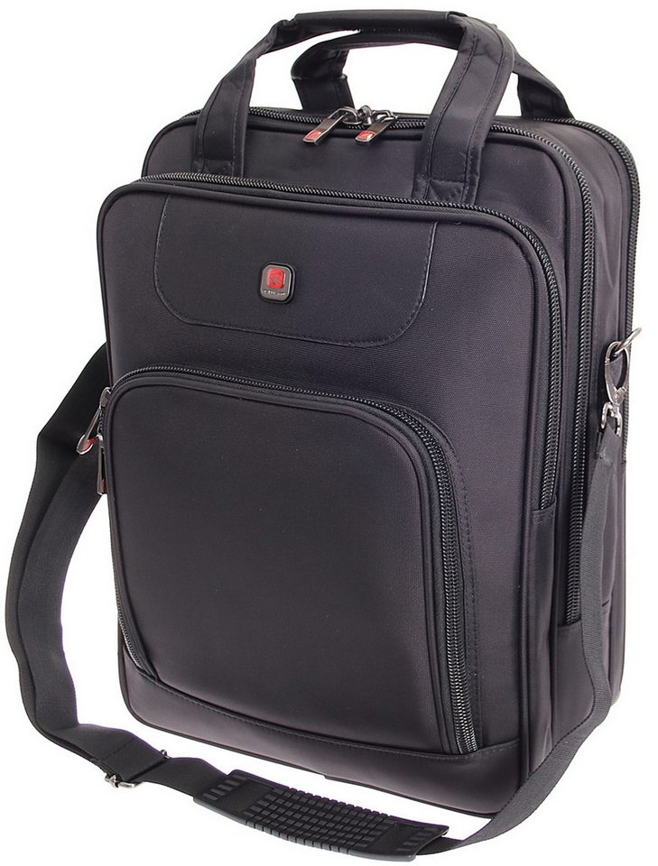 SHG Umhängetasche ֎ Schultertasche Flugumhänger Dokumententasche Messenger Bag (SD 0561 Schwarz, Flugbegleiter Freizeittasche Rucksackfunktion) von SHG