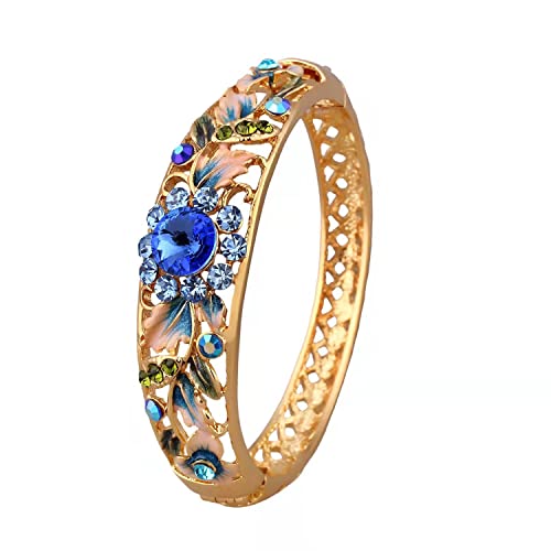 SHGUOMSC Cloisonné Emaille Durchbohrt Strass Armband High-End-Frauen Armreif Schmuck Mode Zubehör Geburtstag(Blue_58cm) von SHGUOMSC
