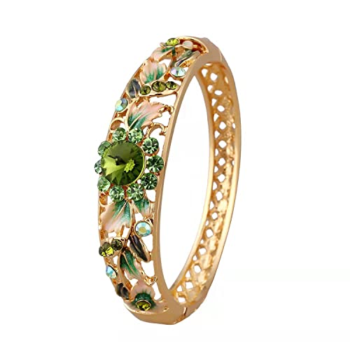 SHGUOMSC Cloisonné Emaille Durchbohrt Strass Armband High-End-Frauen Armreif Schmuck Mode Zubehör Geburtstag(Green_58cm) von SHGUOMSC