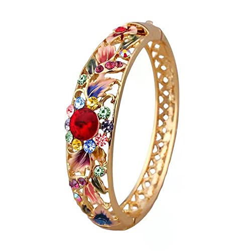 SHGUOMSC Cloisonné Emaille Durchbohrt Strass Armband High-End-Frauen Armreif Schmuck Mode Zubehör Geburtstag(Multicolor_58cm) von SHGUOMSC