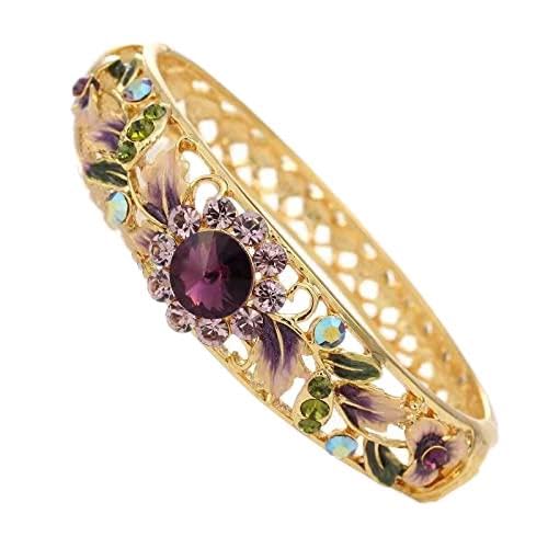 SHGUOMSC Cloisonné Emaille Durchbohrt Strass Armband High-End-Frauen Armreif Schmuck Mode Zubehör Geburtstag(Purple_58cm) von SHGUOMSC