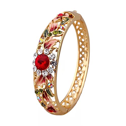 SHGUOMSC Cloisonné Emaille Durchbohrt Strass Armband High-End-Frauen Armreif Schmuck Mode Zubehör Geburtstag(Red_59cm) von SHGUOMSC