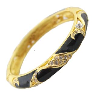 SHGUOMSC Handgefertigte Emaille-Strass-Oval-Armbänder for Damen, Mode-Accessoires, Cloisonné-Armreifen, vergoldeter durchbrochener Schmuck(Black_6cm) von SHGUOMSC