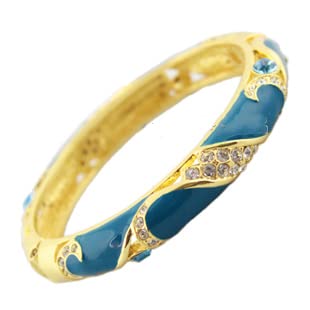 SHGUOMSC Handgefertigte Emaille-Strass-Oval-Armbänder for Damen, Mode-Accessoires, Cloisonné-Armreifen, vergoldeter durchbrochener Schmuck(Blue_6cm) von SHGUOMSC