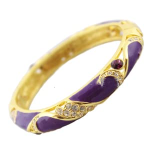 SHGUOMSC Handgefertigte Emaille-Strass-Oval-Armbänder for Damen, Mode-Accessoires, Cloisonné-Armreifen, vergoldeter durchbrochener Schmuck(Purple_6cm) von SHGUOMSC