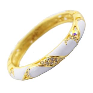 SHGUOMSC Handgefertigte Emaille-Strass-Oval-Armbänder for Damen, Mode-Accessoires, Cloisonné-Armreifen, vergoldeter durchbrochener Schmuck(White_6cm) von SHGUOMSC
