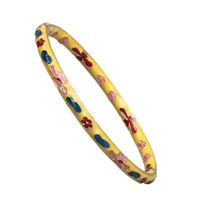 SHGUOMSC Vintage Cloisonné Emaille Dünne Farbe Armreifen for Frauen Zubehör Chinesische Traditionelle Handarbeit Armbänder(Yelow_58-60mmx4mm) von SHGUOMSC