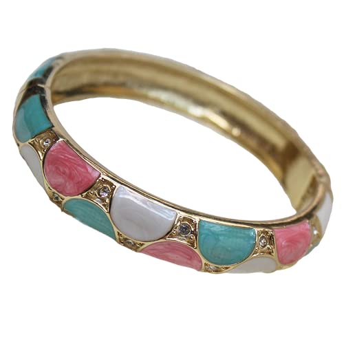 SHGUOMSC Vintage Emaille Cloisonné Halbkreis Bunte Armreifen for Frauen Mädchen Traditionelle Handarbeit Strass Armreifen Armbänder Vergoldung Magnet Schnalle(Green_5.8cmx1.2cm) von SHGUOMSC