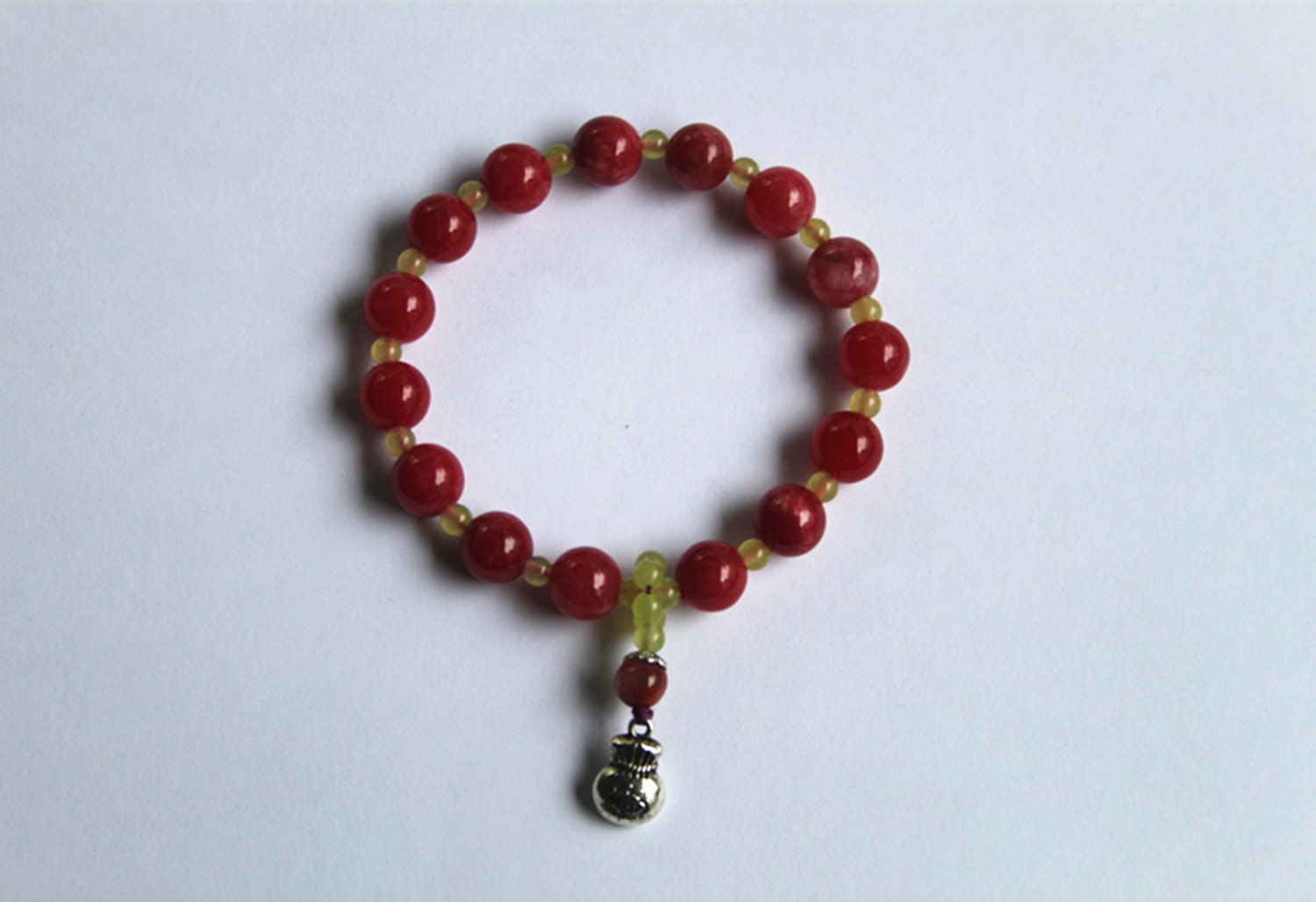 Brasilien Chalcedon Armband Mit Sterling Silber Charm Rotem Stein von SHGems