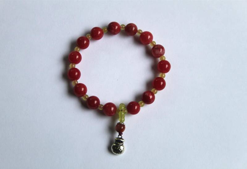 Brasilien Chalcedon Armband Mit Sterling Silber Charm Rotem Stein von SHGems