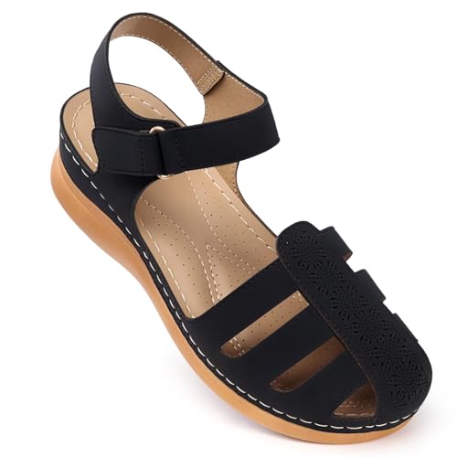 SHIBEVER Geschlossene Zehensandalen für Damen: Sommer, elegante Keilsandalen, bequem, ausgehöhlt, 80-Schwarz, 38 EU SHIBEVER Geschlossene Zehensandalen für Damen: Sommer, elegante Keilsandalen, bequem, ausgehöhlt, 80-Schwarz, 38 EU von SHIBEVER
