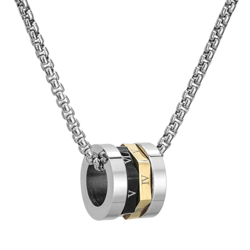 SHIEAGLELD Herren Halskette, Herren Halskette mit Anhänger, Silver Stainless Steel Necklace, Männer Kette, Geschenk für Herren von SHIEAGLELD