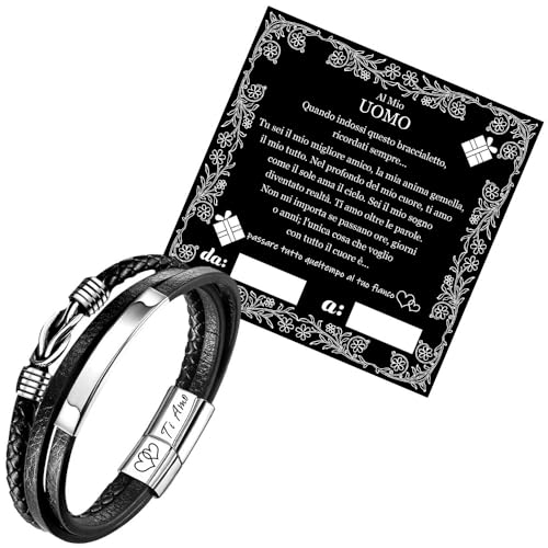 SHIEAGLELD Lederarmband Herren mit Gravur Ich liebe dich Armband Herren Männer Leder mit edelstah von SHIEAGLELD