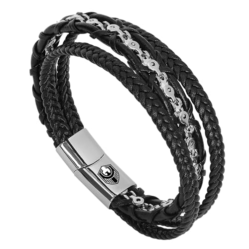SHIEAGLELD Lederarmband Männer Personalisiertes Armband, Armband Herren Männer Leder mit Edelstahl Magnetverschluss Geflochten Armband, Kommt in Schmuck Geschenk Box SHIEAGLELD Lederarmband Männer Personalisiertes Armband, Armband Herren Männer Leder mit Edelstahl Magnetverschluss Geflochten Armband, Kommt in Schmuck Geschenk Box von SHIEAGLELD