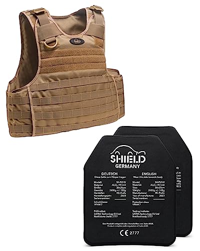 SHIELD Germany® SK1 bis SK4+ Plattenträger Weste - Taktische Schutzweste, schusssichere Weste (as3, alpha, m, regular, regular, SK4 / NIJ-IV (nach BSW7 zertifiziert)) von SHIELD Germany