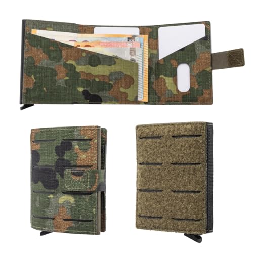 SHIELD Germany Tactical Wallet - Geldbörse Herren - Robustes Herren Portemonnaie aus Cordura Bundeswehr Stoff RFID Cardholder - Platz für 12 Karten (Ohne Münzfach, 5-Farben Flecktarn) von SHIELD Germany