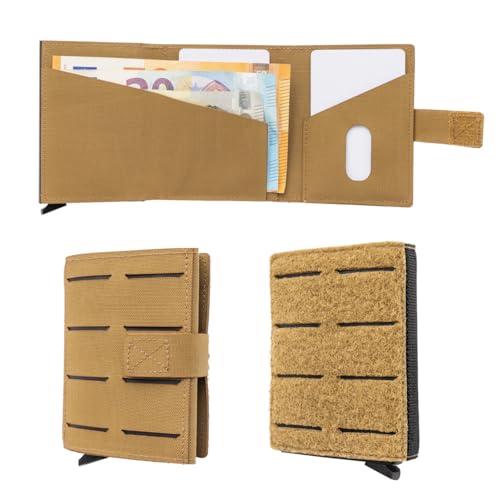 SHIELD Germany Tactical Wallet - Geldbörse Herren - Robustes Herren Portemonnaie aus Cordura Bundeswehr Stoff RFID Cardholder - Platz für 12 Karten (Ohne Münzfach, Coyote) von SHIELD Germany
