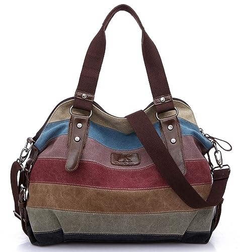 SHIFANQI Bunte Streifen Hobo Umhängetasche Mode -Tasche Handtasche (Retro -Streifen) von SHIFANQI