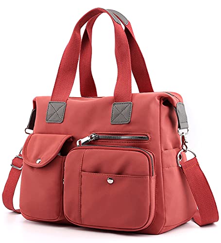 Frauen Top Griff Handtasche Multi -Taschen Nylon Umhängetasche Leichte Arebeiten Tasche Shopper Tote WASSER -Resistentes Reisen Crossbody Messenger Bag Damen Arbeitstasche Mit Reißverschluss (Orange) von SHIFANQI