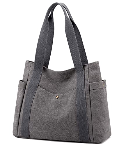 SHIFANQI Frauen Tote Bag Canvas Schulter Handtasche Multifunktions Reise Umhängetasche für Arbeit (Grau) von SHIFANQI