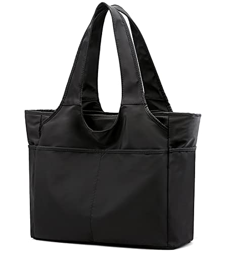 SHIFANQI Multi Pocket Nylon Umhängetasche für Frauen Wasserdichte Tote Reise Geldbörsen und Handtaschen (Schwarz) von SHIFANQI