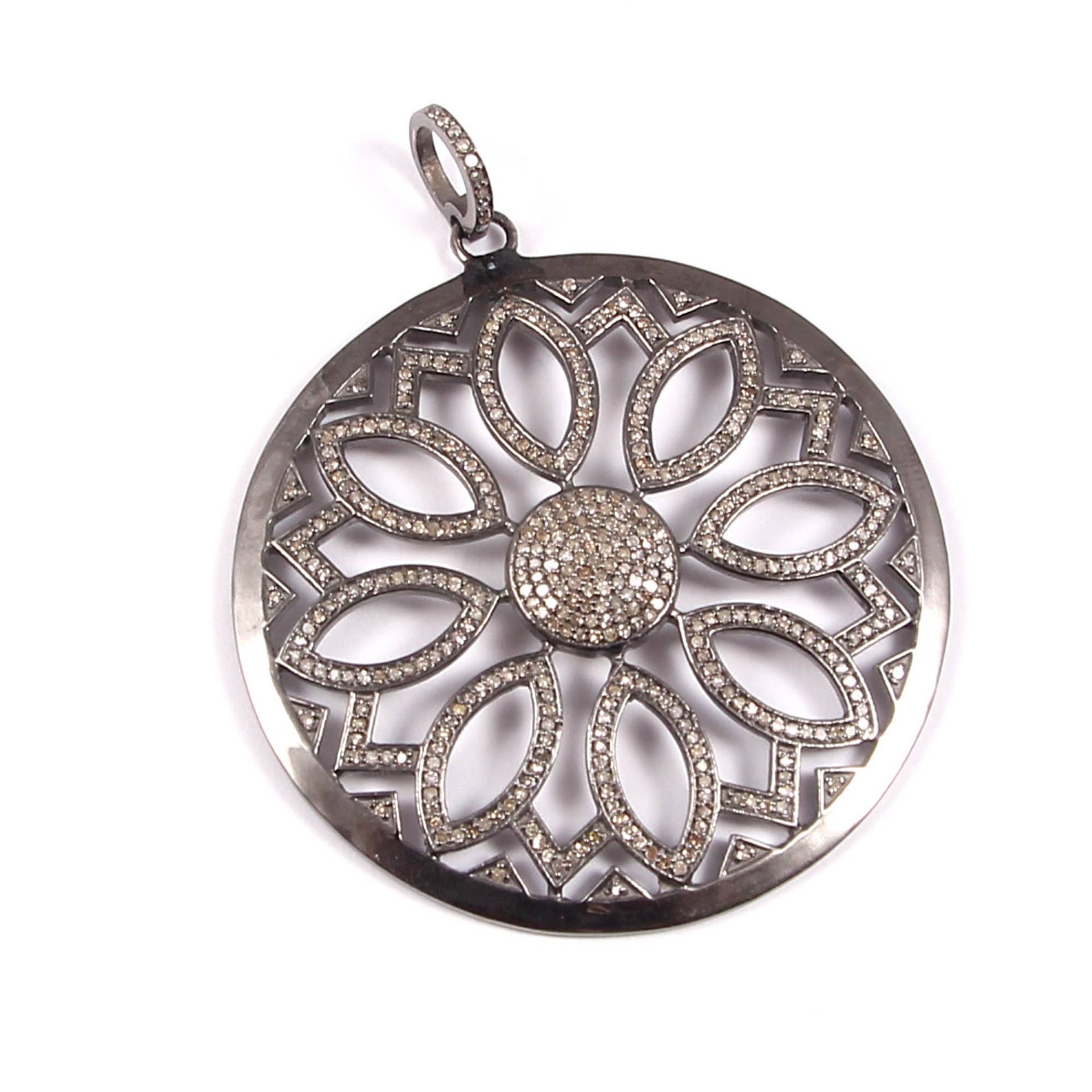 1 Stück Pave Runder Diamant Anhänger - 925 Sterling Silber - Schmuck Entwerfen Anhänger von SHIFASTONES