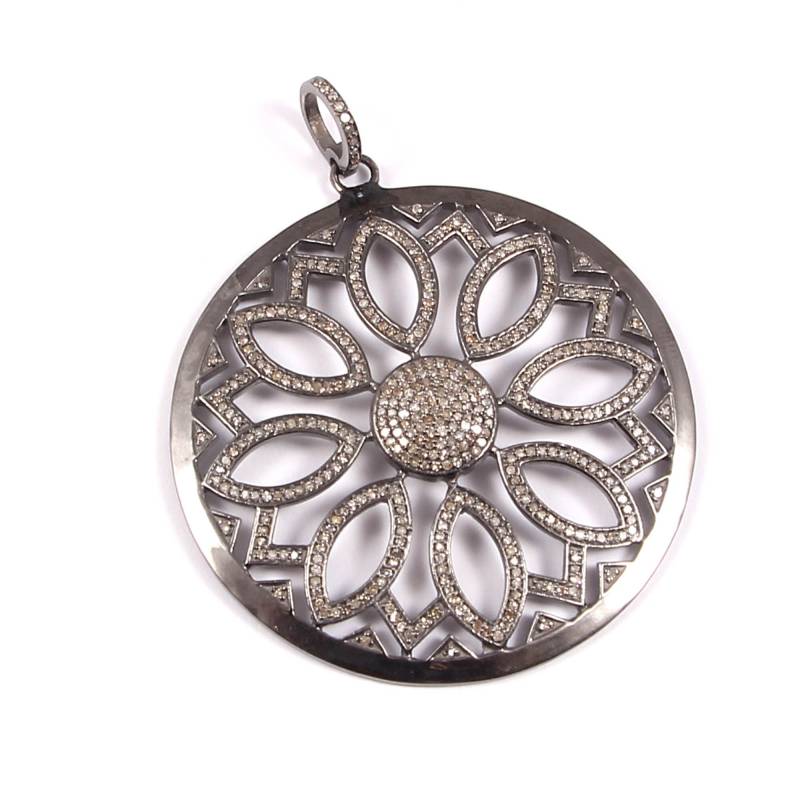 1 Stück Pave Runder Diamant Anhänger - 925 Sterling Silber - Schmuck Entwerfen Anhänger von SHIFASTONES