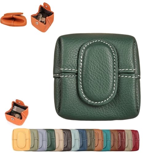 Mini-Münzbörse in Volltonfarbe, lässige Kleingeldtasche for den täglichen Gebrauch, quadratische Geldbörse mit Druckknopf for Aufstecken auf Kleingeld,for Damen(Dark Green Gray) von SHIFuXX