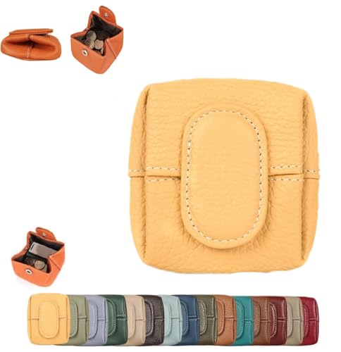 Mini-Münzbörse in Volltonfarbe, lässige Kleingeldtasche for den täglichen Gebrauch, quadratische Geldbörse mit Druckknopf for Aufstecken auf Kleingeld,for Damen(Goose Yellow) von SHIFuXX