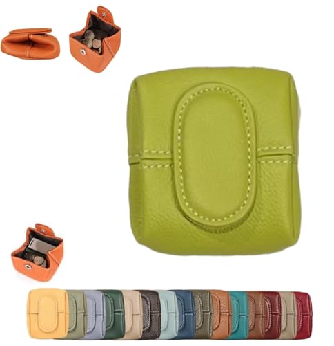 Mini-Münzbörse in Volltonfarbe, lässige Kleingeldtasche for den täglichen Gebrauch, quadratische Geldbörse mit Druckknopf for Aufstecken auf Kleingeld,for Damen(Green) von SHIFuXX