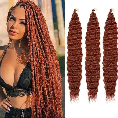 SHIHERESH Ocean Wave Crochet Hair Extensions - Tiefe Welle Synthetische Zöpfe für Frauen - Lockige Flechterweiterungen von SHIHERESH
