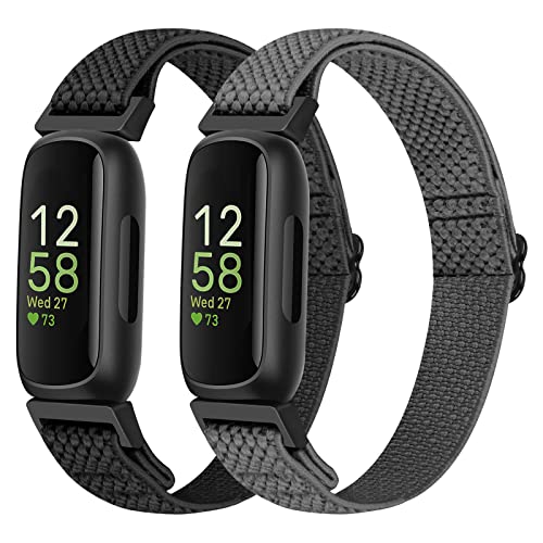 SHIJZWD Nylon Armband Kompatibel mit Fitbit Inspire 3/Inspire 2/Inspire/Inspire HR/Ace 3/Ace 2, Elastisches Verstellbares Ersatzarmband Dehnbare Sport Loop Armbänder für Damen Herren von SHIJZWD