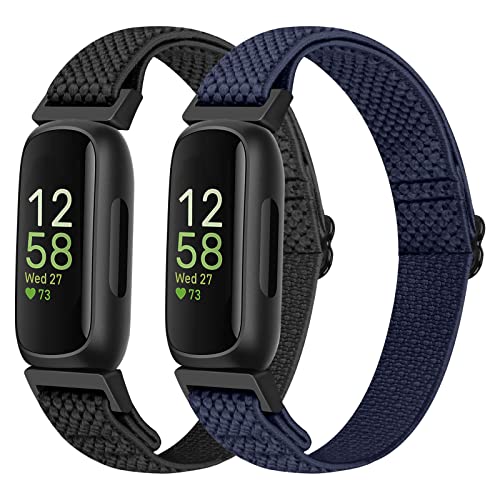 SHIJZWD Nylon Armband Kompatibel mit Fitbit Inspire 3/Inspire 2/Inspire/Inspire HR/Ace 3/Ace 2, Elastisches Verstellbares Ersatzarmband Dehnbare Sport Loop Armbänder für Damen Herren von SHIJZWD