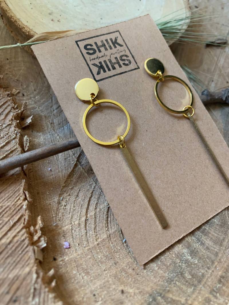 Ohrringe. Ohrstecker. Gold. Kreis. Rund. Stab. Hängend. Geometrisch. Minimalistisch. Boho von SHIKSHIKDesign