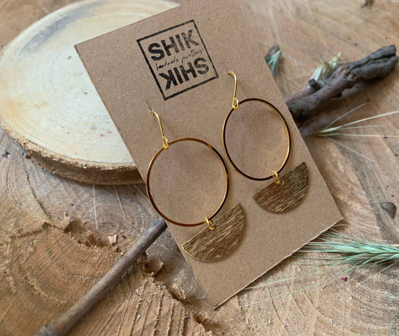Ohrringe. Vergoldet. Kreis. Halbkreis. Geometrisch. Leicht. Minimalistisch. Boho von SHIKSHIKDesign