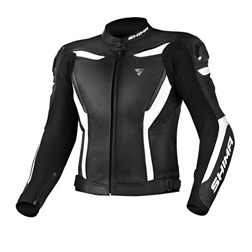 SHIMA CHASE Motorradjacke Herren -Sport Biker Lederjacke Männer Belüftet Sommer mit Schulter Schleifers, Schulter, Ellbogen und Rückenprotektoren, Verstärkte Doppelnähte (Weiß, 50) von SHIMA