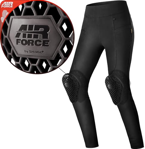 SHIMA CRUZ 2.0 Motorradleggins Damen - Atmungsaktive, Elastische, Slim Fit Biker Leggins Damen mit DuraQL Schicht, Slim Fit, Knie und Hüft Protektoren (Schwarz, M) von SHIMA