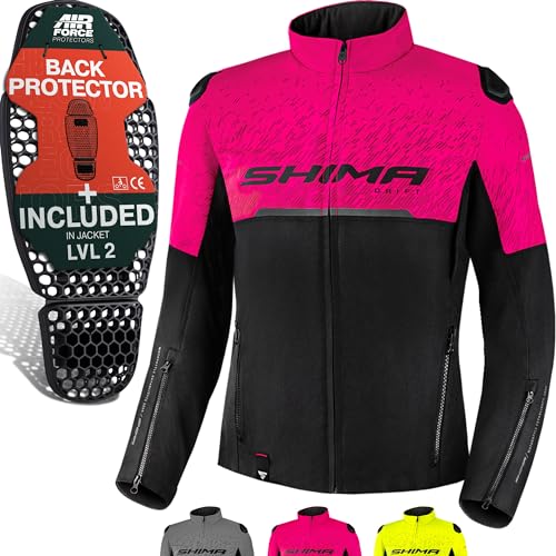 SHIMA DRIFT LADY Motorradjacke Damen - Leichte, Atmungsaktive Sommer Mesh Motorcycle Stadt Textiljacke Männer mit Schulter Ellbogen und Rückenprotektoren, Breitenverstellung (Pink, XS) von SHIMA