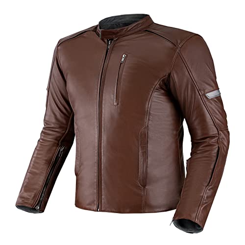 SHIMA HUNTER Motorradjacke Herren | Vintage Biker-Lederjacke Belüftet mit CE Rücken, Schulter und Ellbogen Protektoren, verstärkte Doppelnähte (Model 2022, Braun, 3XL) von SHIMA