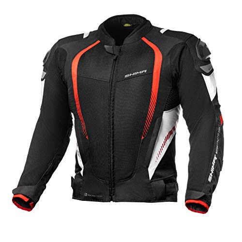 SHIMA MESH PRO Motorradjacke Herren | Sommer Mesh Motorcycle Stadt Textiljacke Männer mit Schulter Schleifers, CE Schulter Ellbogen und Rückenprotektoren, Breitenverstellung (Rot, S) von SHIMA