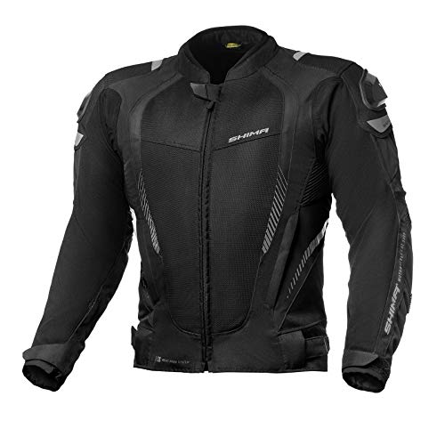 SHIMA MESH PRO Motorradjacke Herren | Sommer Mesh Motorcycle Stadt Textiljacke Männer mit Schulter Schleifers, CE Schulter Ellbogen und Rückenprotektoren, Breitenverstellung (Schwarz, S) von SHIMA