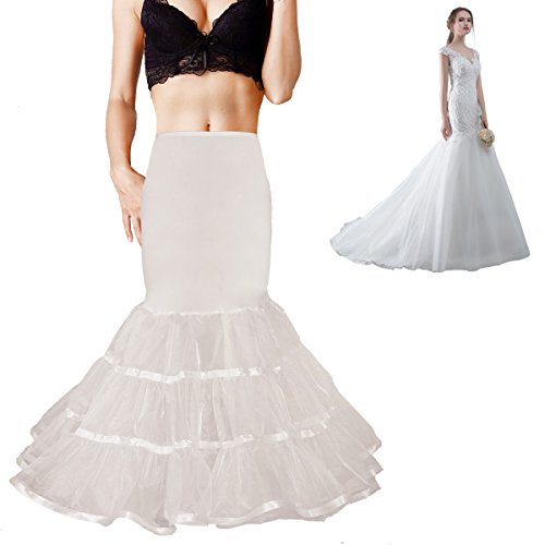 SHIMALY Damen Meerjungfrauen-Petticoat, Fischschwanz, Unterrock, Trompete, Krinoline für Meerjungfrauen-Hochzeitskleid, elfenbeinfarben, S-M von SHIMALY