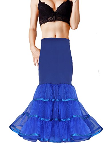 SHIMALY Damen Meerjungfrauen-Petticoat, Fischschwanz, Unterrock, Trompete, Krinoline für Meerjungfrauen-Hochzeitskleid, königsblau, S-M von SHIMALY